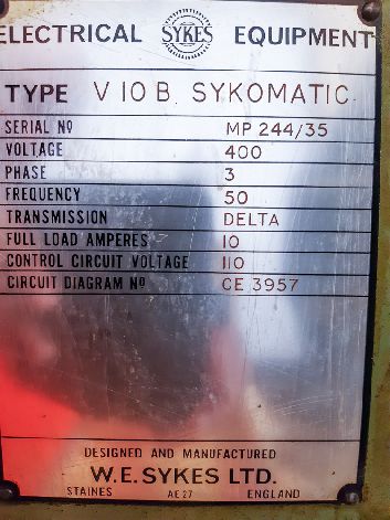 SYKES V10B SYKOMATIC GEAR SHAPER