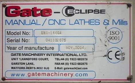 GATE ECLIPSE ECL-360 MANUAL / CNC LATHE