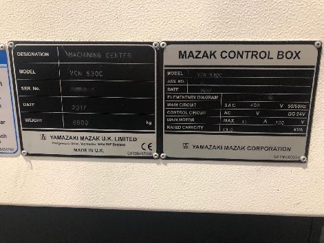 MAZAK VCN 530C CNC VERTICAL MACHINING CENTRE