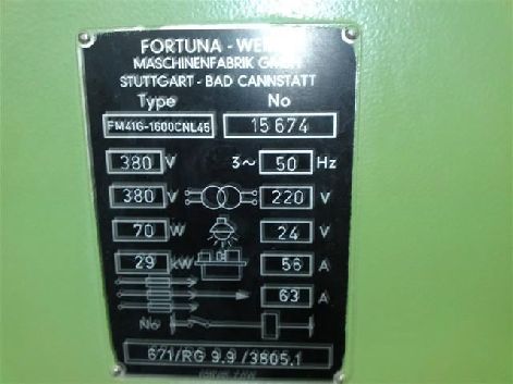 FORTUNA FM41G-1600CNL45 CNC UNIVERSAL CYLINDRICAL GRINDER (275 X 1600MM CAPACITY)