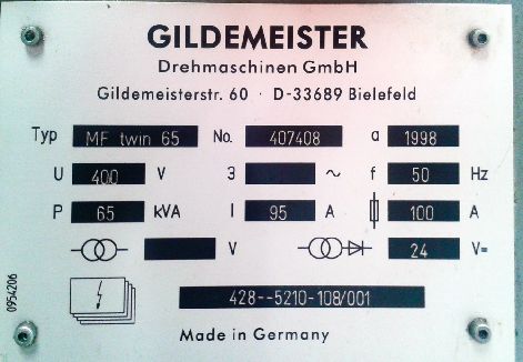 GILDEMEISTER MF TWIN 65 TWIN SPINDLE CNC TURNING CENTRE WITH 12 STATION REVOLVER HEADS
