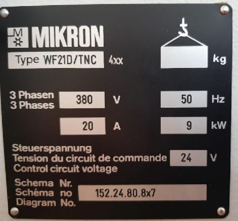 MIKRON WF 21D UNIVERSAL CNC MILLING MACHINE