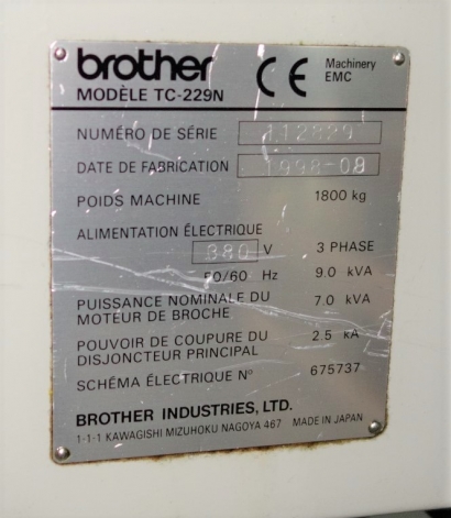 BROTHER TC-229N CNC  DRILL TAPPING CENTRE